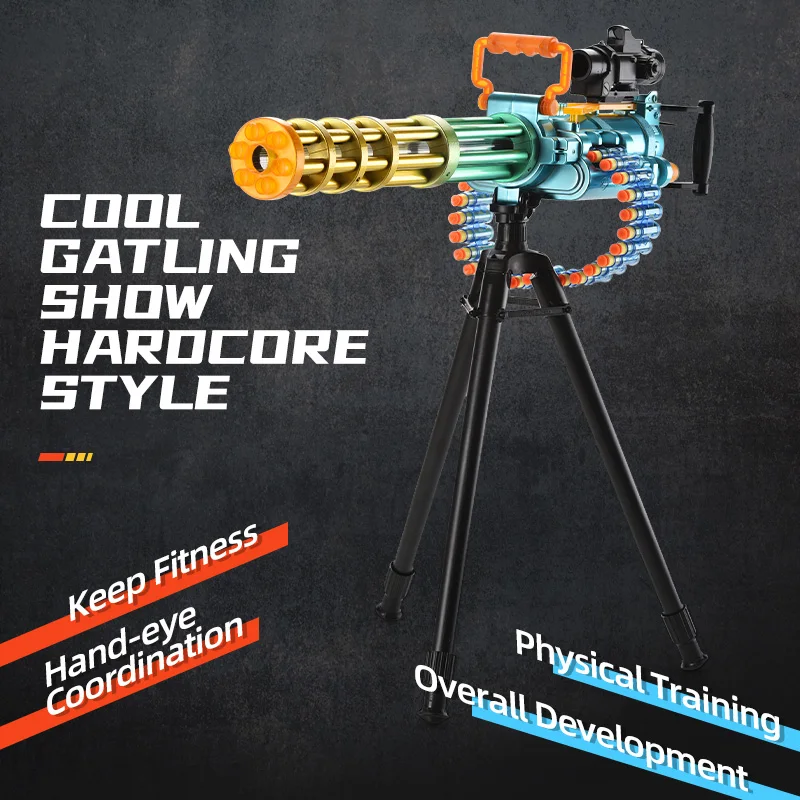 EVA Soft Bullet Plastic Gatling gatling gun continuous shooting dual mode manual electric magnifier aiming soft bullet gun 36  3