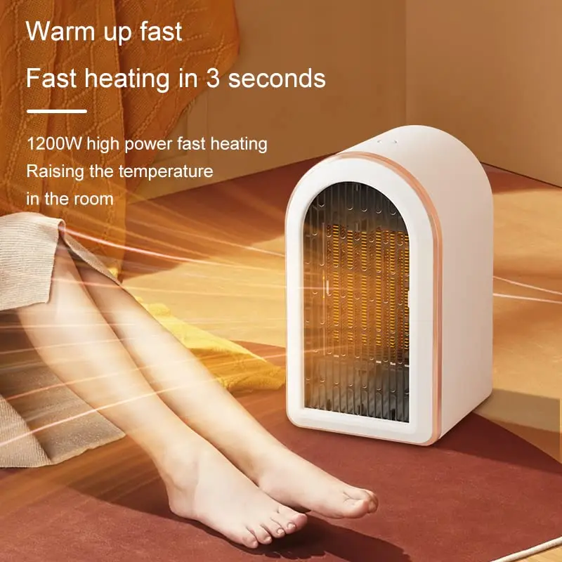 Mini Personal Portable Quiet Vertical PTC Ceramic Space Air Hot Electric Fan Heater For Winter Warm Hand Feet Home Office Desk