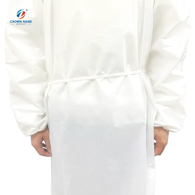 AAMI level 4 PP PE 55g waterproof disposable isolation gown white