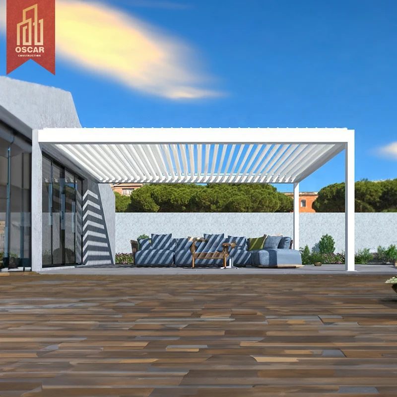 Factory High Quality Manual Louvered Roof Retractable Pergola Waterproof Aluminium Garden Gazebo Metal Outdoor Pavilion