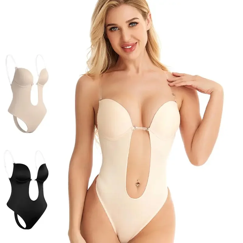 Women Butt Lifter Bodysuit Slim Push Up Padded Bra Waist Shaper V-neck Backless Corset Body Shaper