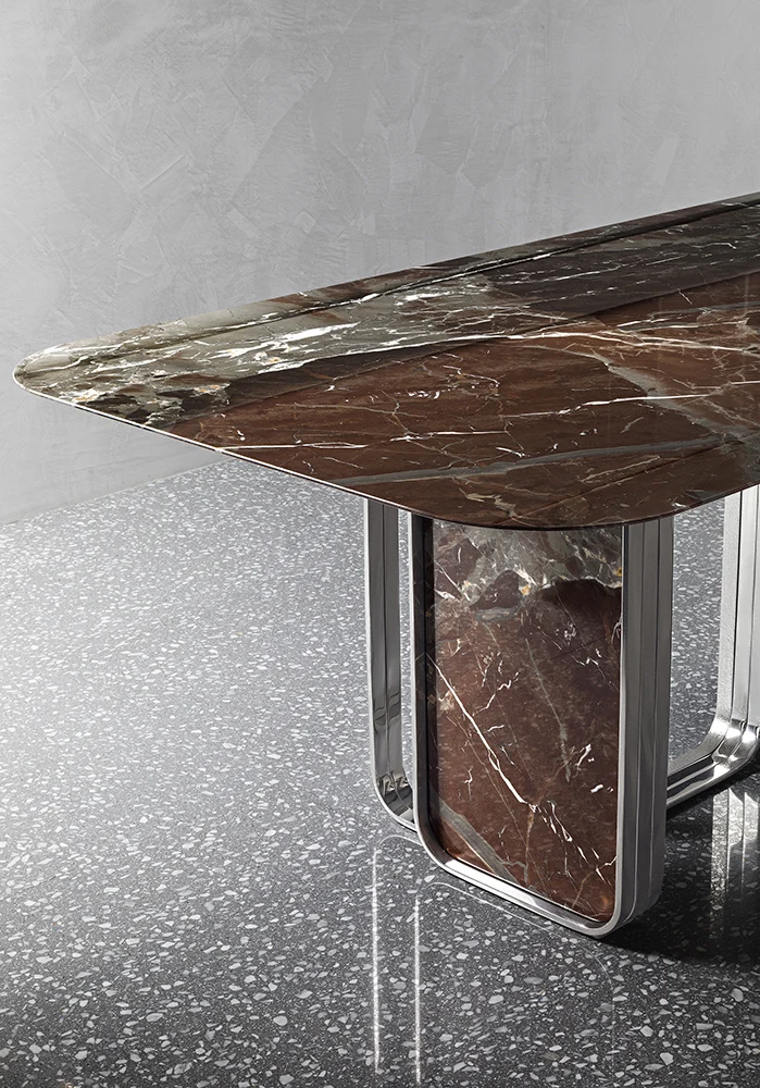 Elefante Dining Room Furniture Imported Bulgari Marble Embedded Turntable Marble Dining Table Modern Round Rotating Dining Table