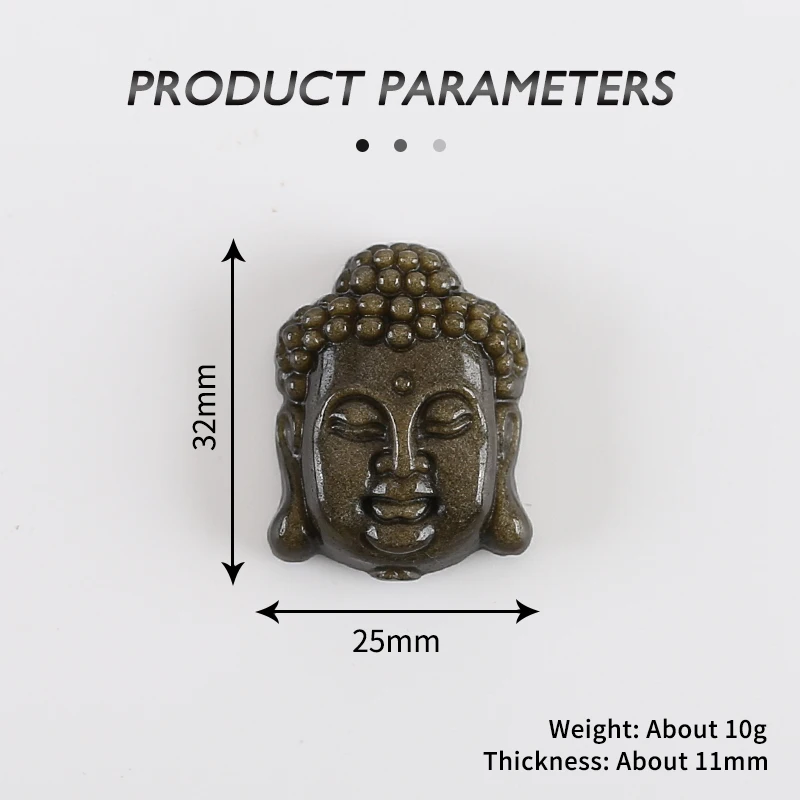 Gold Obsidian Buddha Pendant for Necklace,Drilled Crystal Carved Buddha Pendant for Men, Gemstone Jewelry,  Mens Pendant