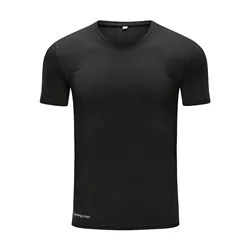 Wholesale hot selling black t-shirt with custom logo sports fitness workout t-shirt men