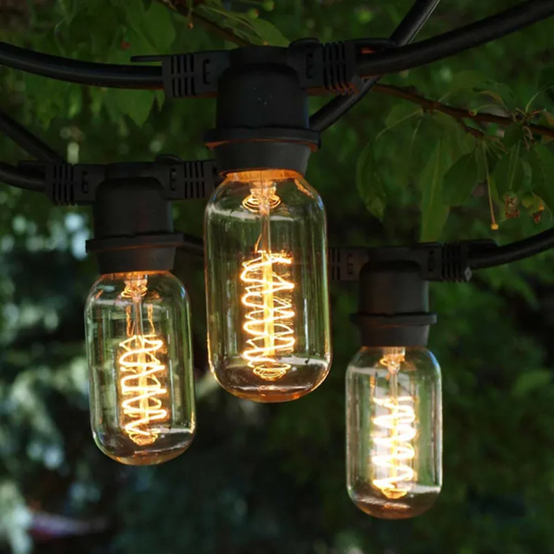 Outdoor decorative String Lights, 48ft Patio Lights with 24 Dropped Sockets, Weatherproof Vintage Edison String Lights