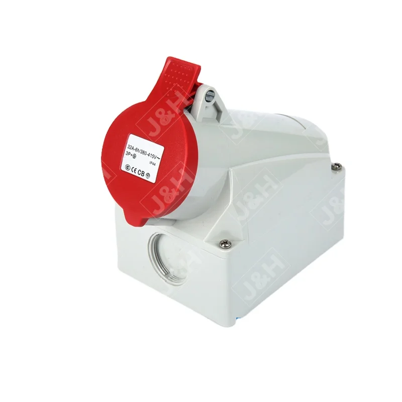 Factory 32A 4P IP44 Floor Socket PC 400V European Outdoor Socket Female Waterproof Industry Surface Mounted Socket