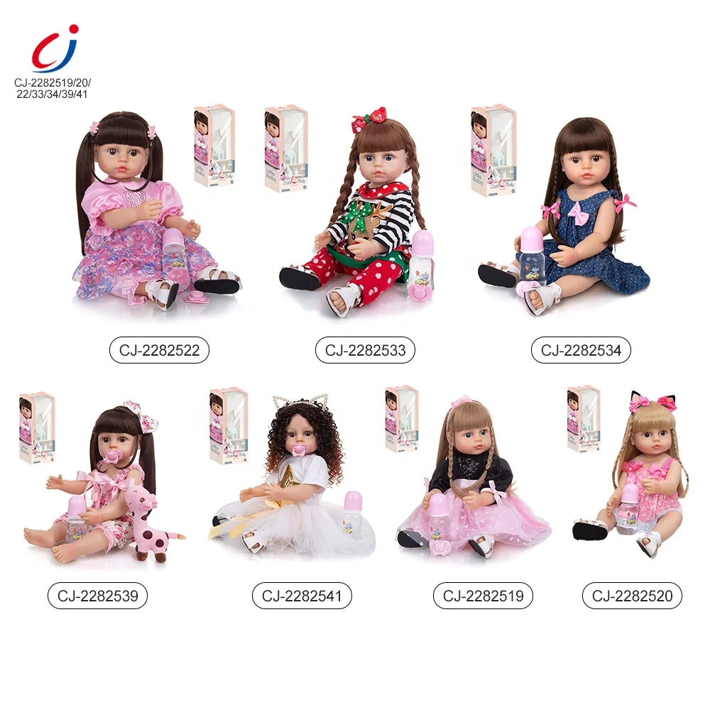 Chengji 55 CM Simulation Baby Bottle Lifelike Cute Soft Silicone Realistic Reborn Doll Toy for Kids