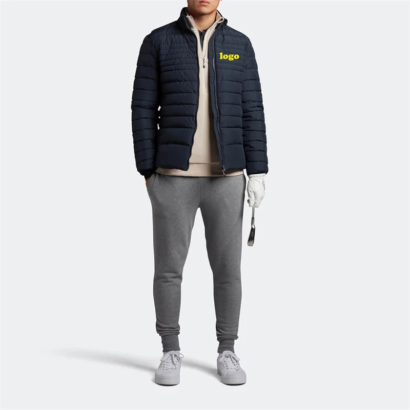 LF Embroidery Logo Warm Outdoor Coat Down Puffer Jackets Back Stretch Quilted Men Golf Jacket