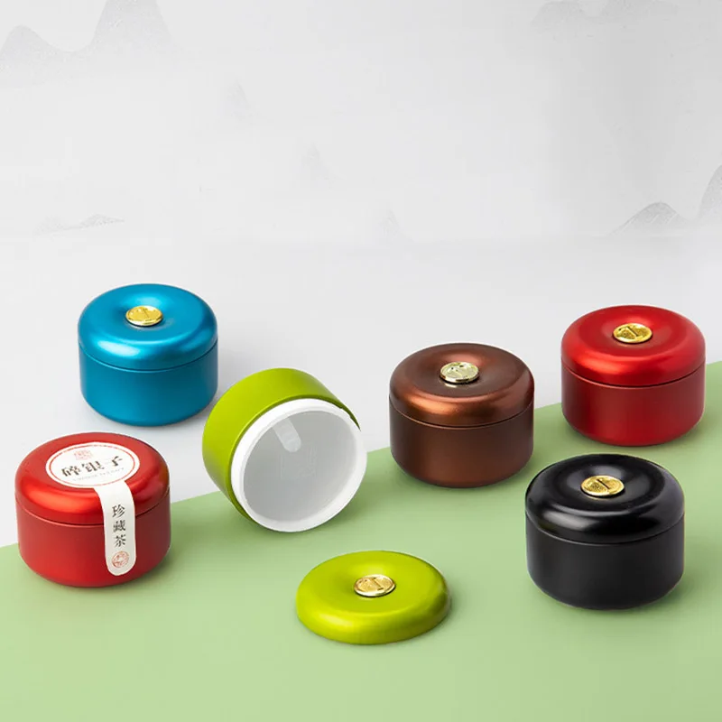 Воздухонепроницаемая мини-банка для чая 58*43 мм, металлическая жестяная банка в яблочном стиле, переносная жестяная банка для жевательной резинки