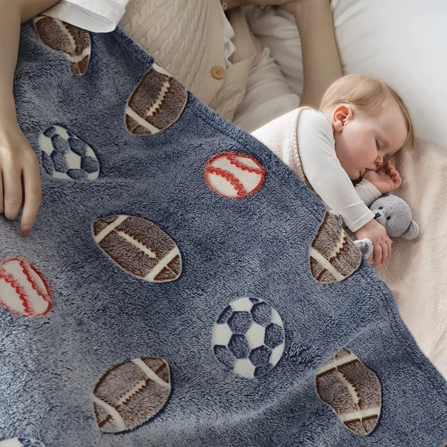 Glow in Dark Throw Blanket Luminous Football Blanket For Boys Cozy Fleece Soft Plush Kids Flannel Blanket