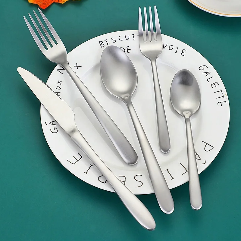 Wedding golden cutlery matte polish stainless steel silverware black cutlery gold flatware set