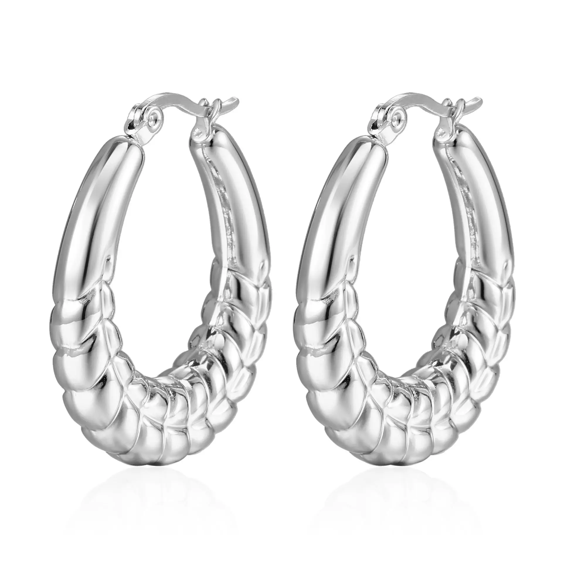 Stainless Steel AlloyHoop Earrings Seed Bead Chunky Indian Traditional Bridal Moon Sublimation Blanks Laminated Gold Earrings
