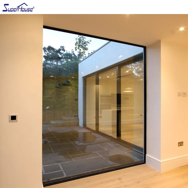High-end Villa Use Floor Picture Window with Double Low-e Glass to Ceiling Large Luxury Superhouse USA Canada Aluminum Modern