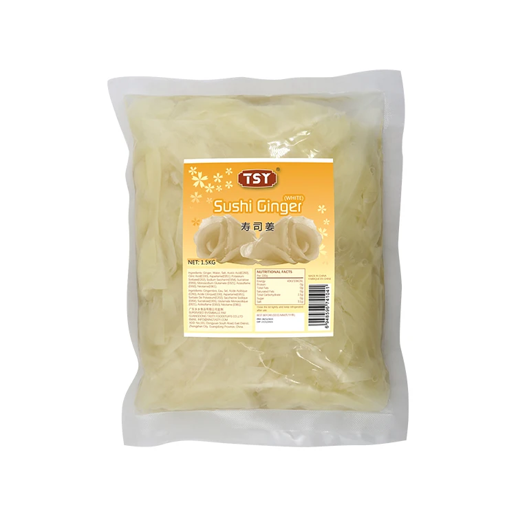 TSY Food Wholesale Halal Japanese Nature Sliced Sweet Fresh Pickled Sushi Ginger White