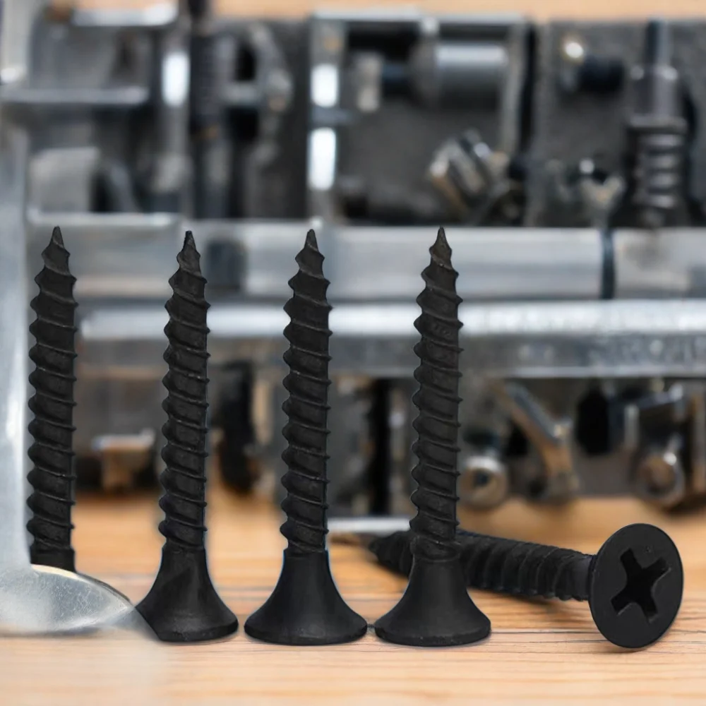 Factory Direct 25mm Fine Thread Bugle Head Drywall Screw for Wood Black Phosphated Tapping Screws