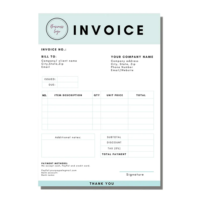 Factory Sale Customized Carbonless Receipt Book Printing 2/3/4 part paper carbonless order forms