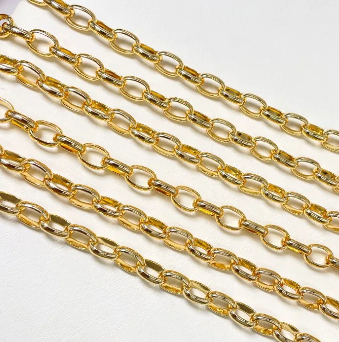  NANA high quality 14k italian gold plated chain 7x10mm brass paper