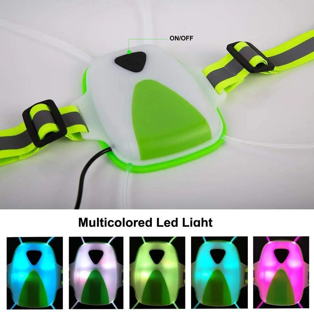 LED outdoor waterproof USB rechargeable running safety vest warning night running light vest wearable flashlight