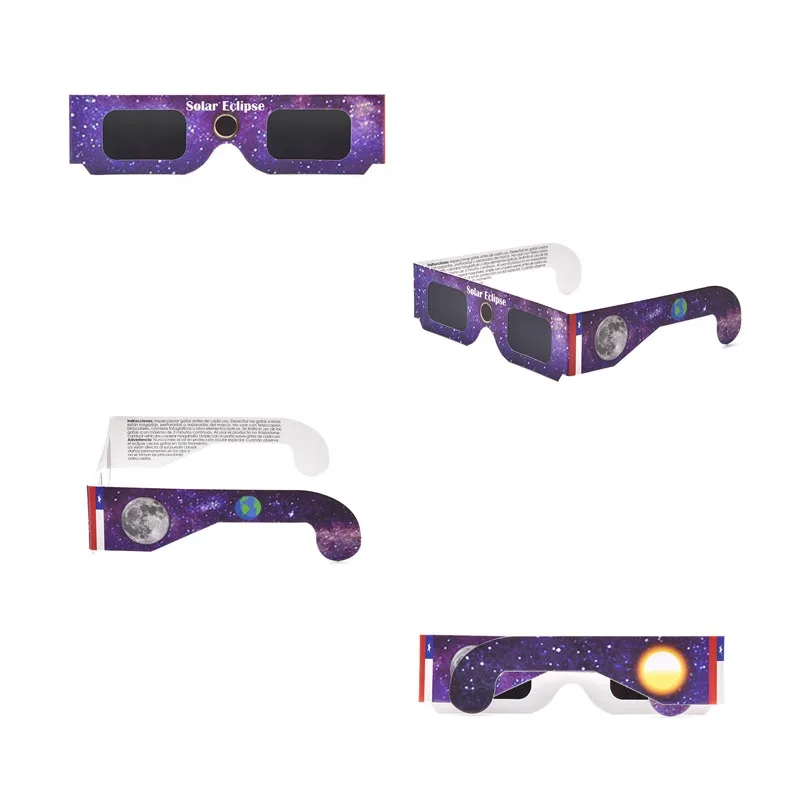 Customized Design Printed Solar HD Film Crisp Solar Image Eclipse Solar Glasses Viewing Paper 3D Glasses for Eclipse