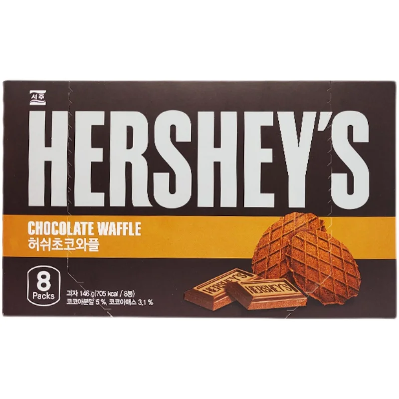 Korean Exotic snacks hershey chocolate cookies popular biscuits chocolate waffles thin crispy cookies 146g