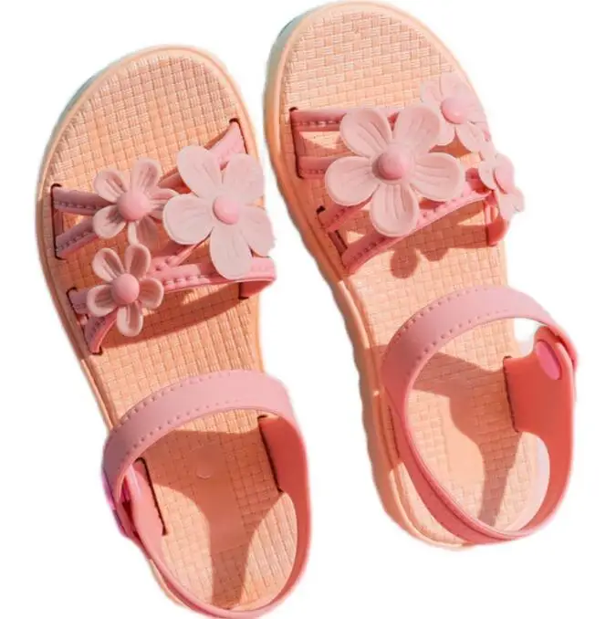 Fashion soft bottom girls sandals student children beach shoes 2021 summer new 4-12 little girl princess shoes