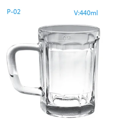Big capacity Unique  Beer Mug Whisky Water Glass Highball Tasting Clear juice  Transparent handle  Coffee cup