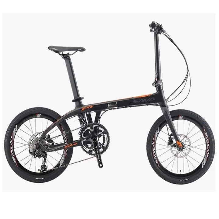 SAVA Factory Wholesale 20 Speed 20 inch Carbon Fiber Folding Bicycle Bike with Carbon T800 Hidden Folding Frame