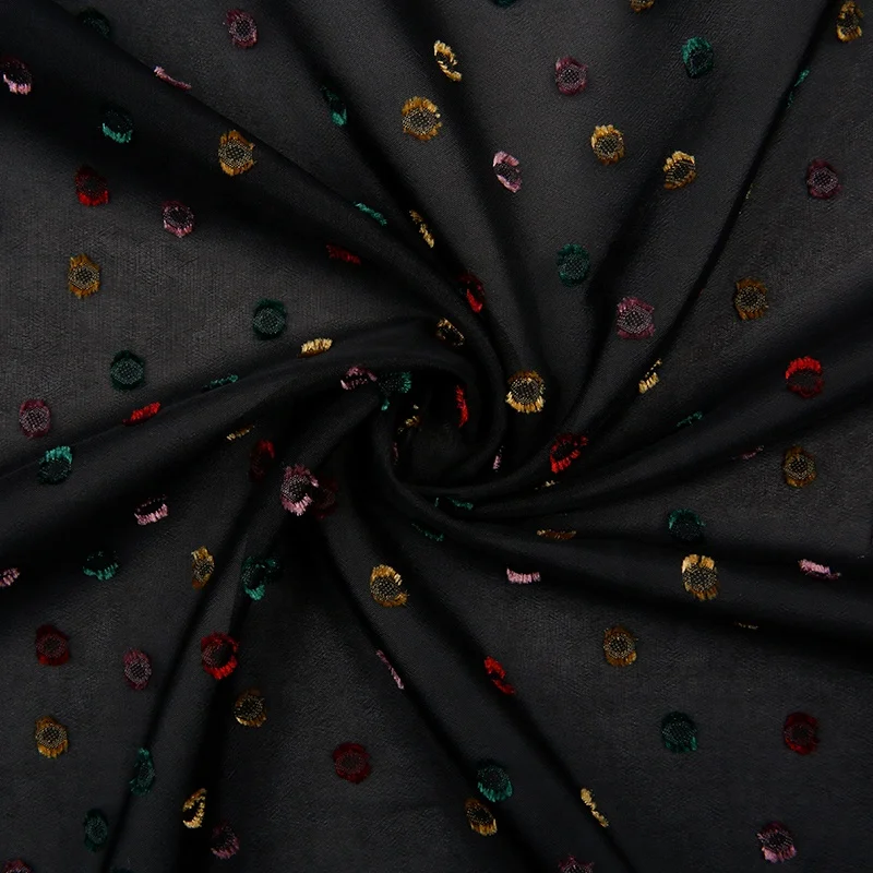
TBSG1139 hot sell polyester chiffon tulle hijab polka dot see through brocade jacquard gown women blous dress material fabric 