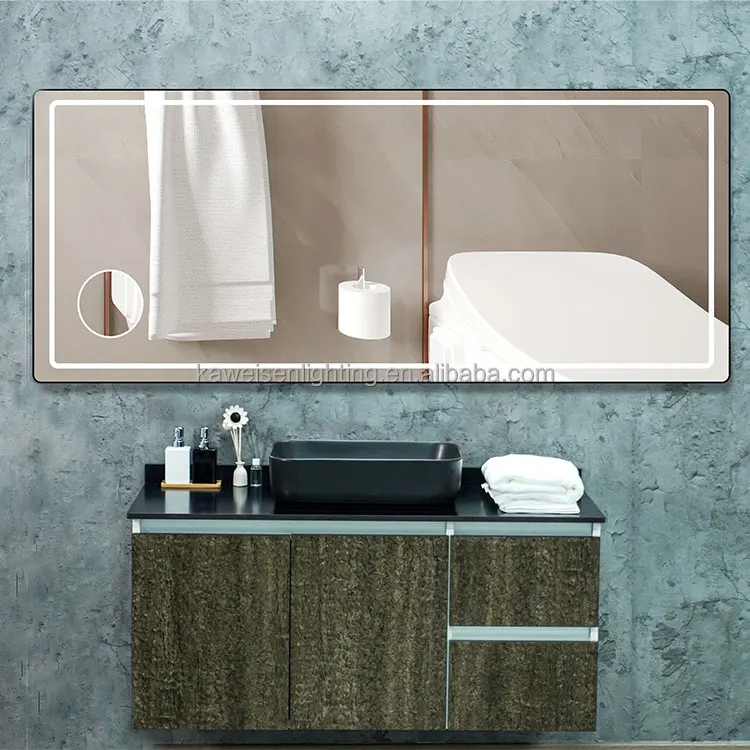 Factory Supply Big-Sized Bath Mirror Wall Mounted Led Lighting Touch Sensor 3-CCT Adjustable Bathroom Makeup Mirrors