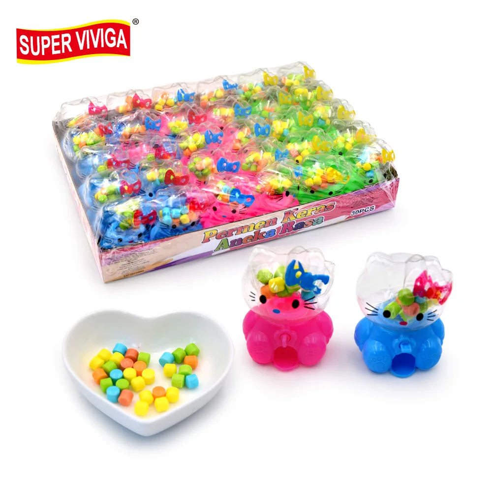 Wholesale hot selling fruit hard candy cat shaped toy candy