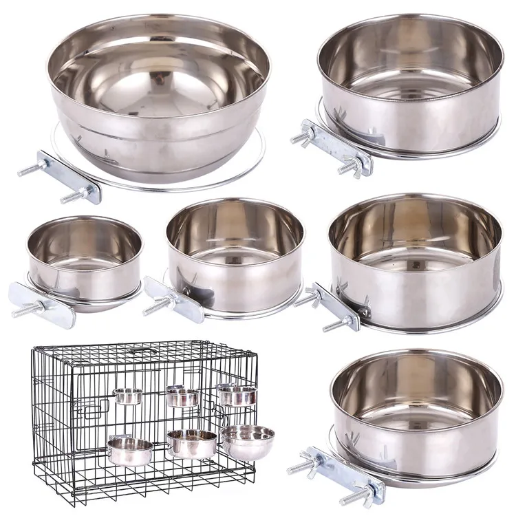 Wholesale Custom Multiple Sizes Food Grade Stainless Steel Pet Hanging Bowl for Small medium large Dog
