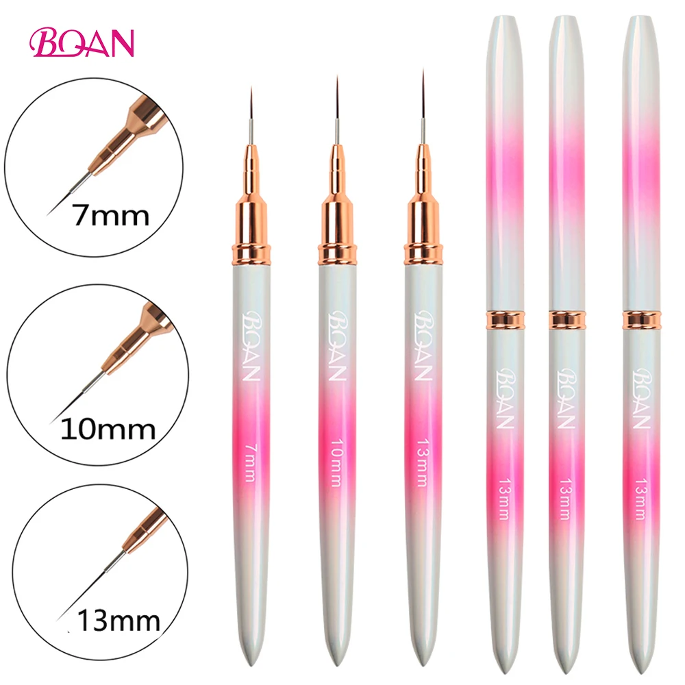5/7/10/13/15mm Customized Hair Synthetic/Kolinsky Liner Brush Nail Art Extra Fine Nail Art Pink Ultra Thin Liner Nail Brushes
