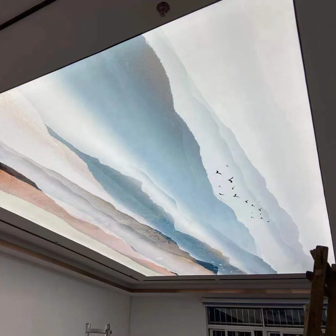 ZHIHAI Autumn leaves print lamp led fixed plastic boards kenya pvc stretch ceiling film