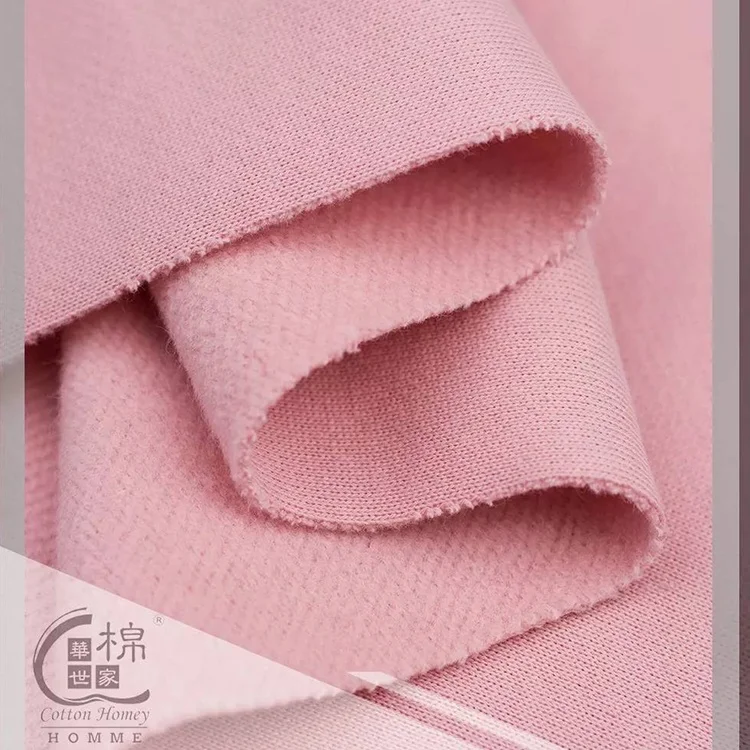 Wholesale plain pattern 100 Cotton Fleece Sweatshirt Fabric Textile Brushed Back Fleece Fabric For Fleece Hoodie