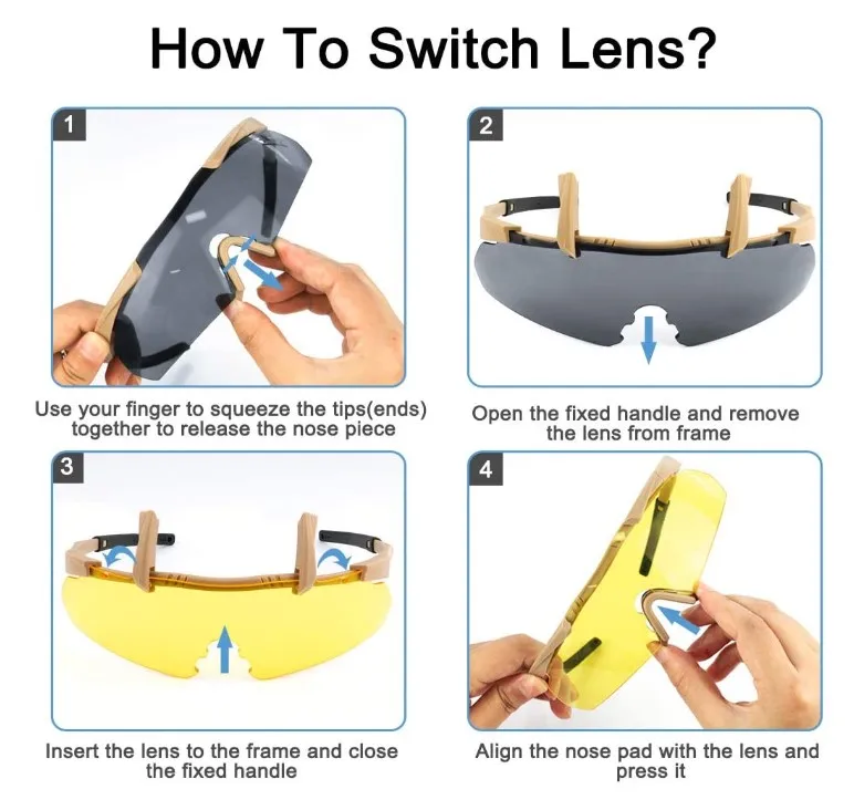 High anti-impact anti-fog Shooting Tactical Glasses Outdoor Cycling Bicycle Evewear Sunglasses