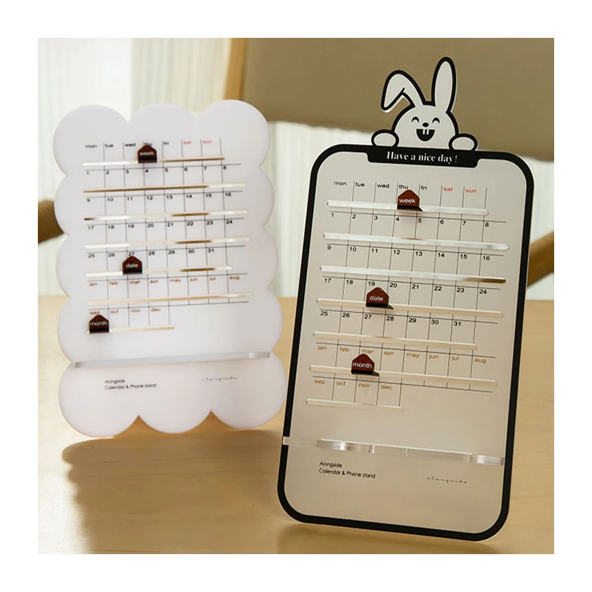 Newest Design Custom Desktop Calendar 2025 Acrylic Perpetual Calendar For Office Home With Cute Sticker