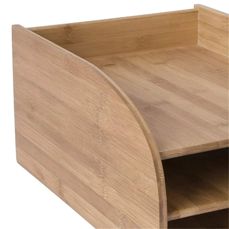 3 Layer File Tray Bamboo Wood File Holder Paper Letter Document Storage Shelves Wooden Office Desktop Sundries Organizer