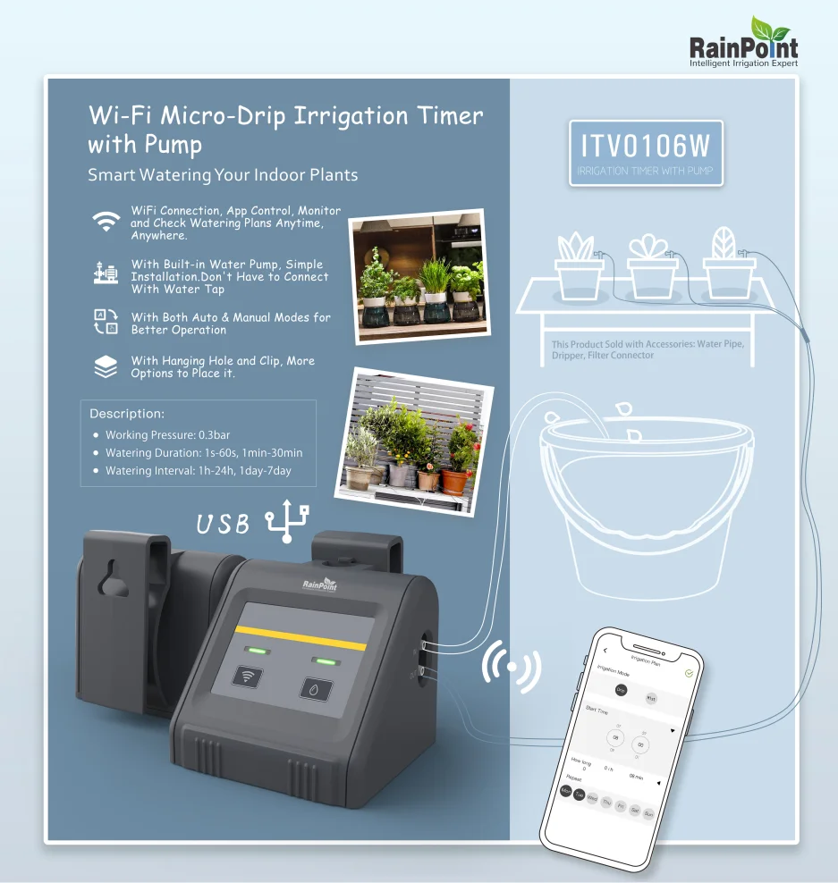 WIFI Automatic Watering System Smart Auto Irrigation Device Drip Irrigation Kit for Potted Plants Indoor Self Watering Pump