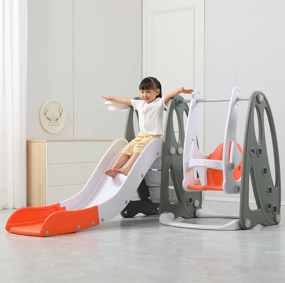 Indoor Kids Playground Flying Ship Cheap Colorful Plastic Swing Customized Color LY-1502 Children Baby Slide 3 in 1 1 Set CN;ZHE