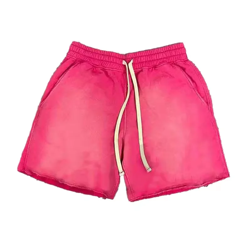Vintage Sun Faded Streetwear Oversized Shorts Unisex French Terry Cotton Acid Wash Distressed Shorts