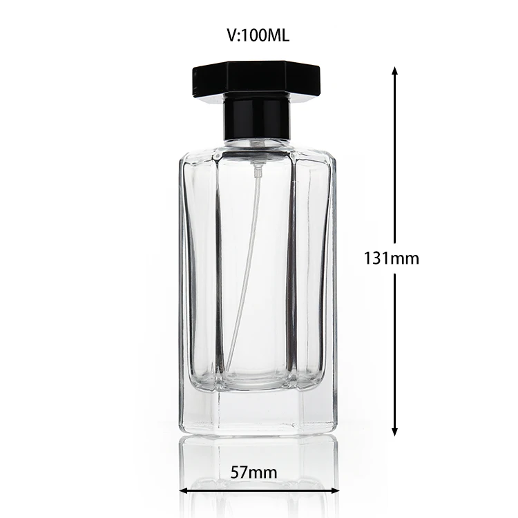 30 ml  50 ml  100 ml  Hexagon empty perfume bottle Design Recyclable Cosmetic Perfume Black Clear Glass Bottles For Skin Care