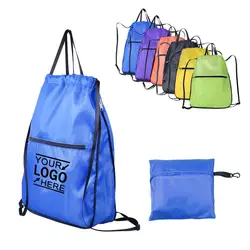 Рекламная фабрика, прямая оптовая продажа, индивидуальный Складной Водонепроницаемый рюкзак из полиэстера на шнурке, сумка-тоут для покупок