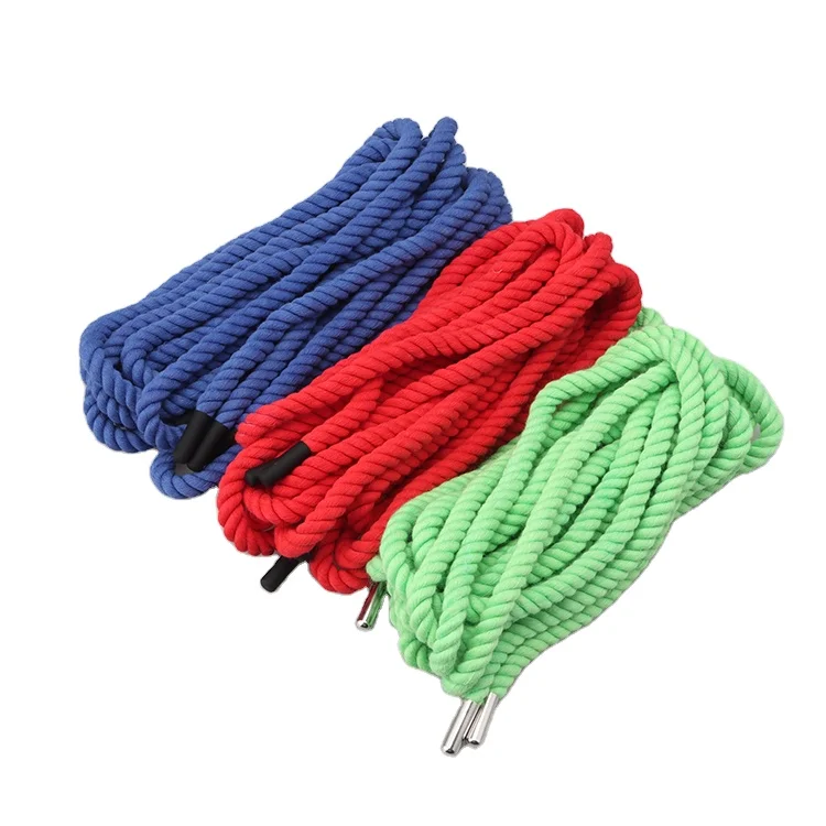 Customized 8mm Round Cotton Weaving Style Shoelaces Twist Thick Rope Shoe Laces for Sneakers