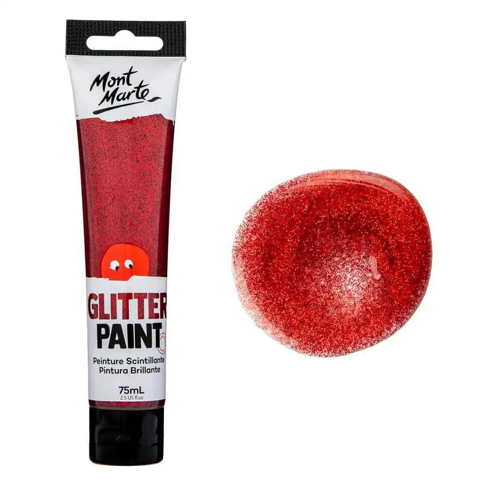 Mont Marte Glitter Paint 75ml - Red acrylic colour paint