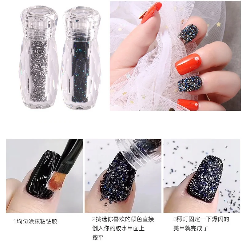 1.2mm Mini Pointed Back Rhinestone Nail Caviar Beads Glass Micro Diamonds Pixie Crystal Tiny Ab Rhinestones Wholesale