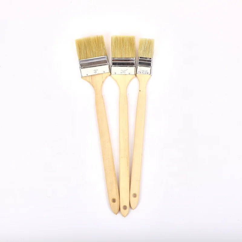 BIYU Elbow Brush Wooden  Handle with Wood Color With Hole Paint Brush White Bristle Hair  Chinese Paint Brushes