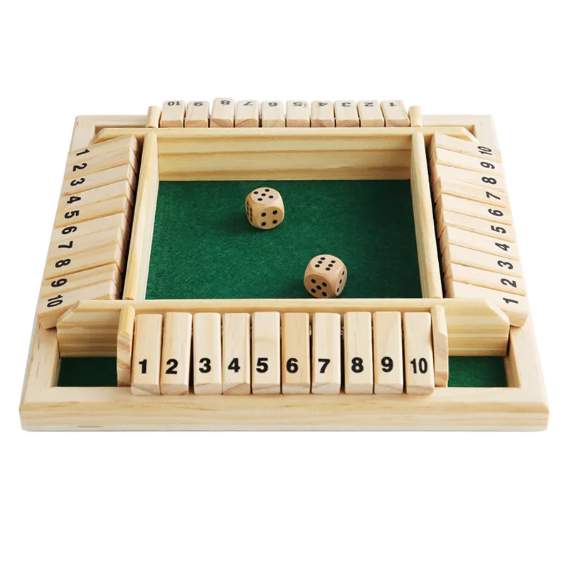6.7 In stock high quality chess games educational toy 4 players wooden shut the box dice classic board game