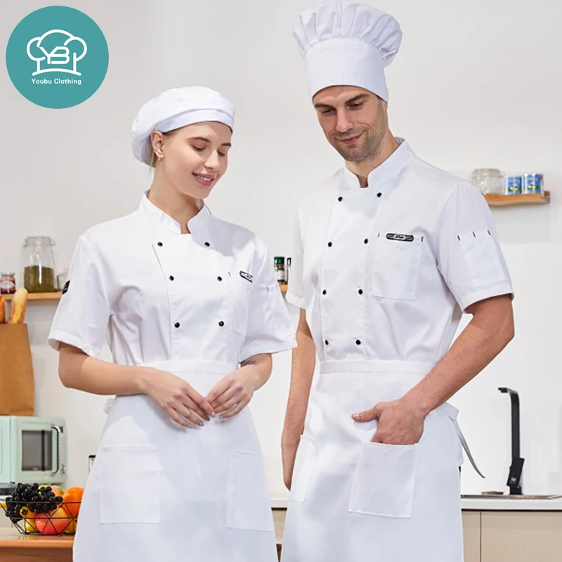 Оптовая продажа, комбинезоны шеф-повара с коротким рукавом, Рабочая форма, кафе, ресторан, бар