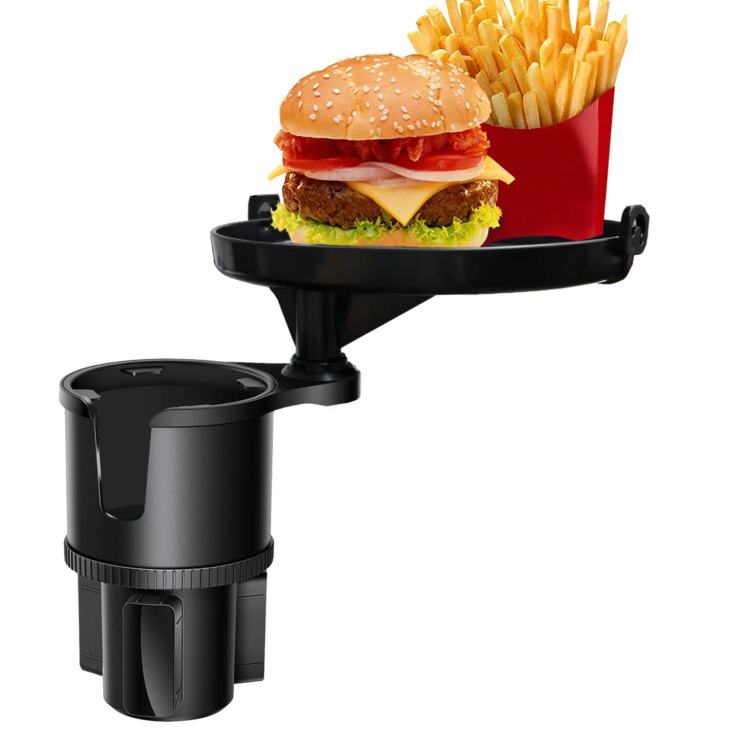 Cup Holder for Car Tray Table Swivel Adjustable with Extra Phone Slot Car Tray for Eating Expandable Car Cup Holder Expander