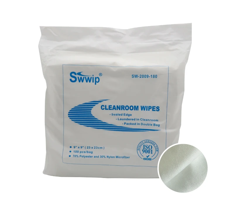 9 inch dust free lcd pcb lens glasses cleaning industrial esd cleanroom 70% polyester/30% nylon microfiber knitted wiper